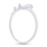 Бял кубичен циркония колан за колан моден пръстен в 14K бяло злато над стерлингово сребро, размер на пръстена-6
