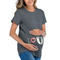 SHLDYBC Женски сестрински ризи за кърмене на ежедневни къси ръкави майчински тениски върхове, летни дрехи за майчинство на клирънс