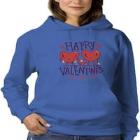 Happy Valentine Day Hearts Hoodie Women -Smartprints Designs, женски 3x -голям