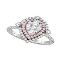Бижута 14kt бяло злато дамски кръг розов диамантен клъстер клъстер пръстен cttw