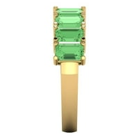 2. CT Brilliant Emerald Cut Симулиран зелен диамант 14K Жълта злато вечност лента SZ 4.25