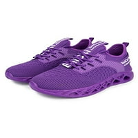 Lumento Womens Thank Shoe Walking Sneakers Lace Up Athletic Shoes Comfort Trainers Jogging Дишащ спорт Purple 5
