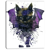 Art DesignArt Черна котка със сини крила Animal Canvas Wall Art In. Широко инча високо
