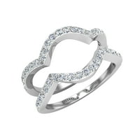 Duo Diamond сватбени ленти, съвпадащи с кръгъл диамантен, преплетен пръстен 14k бяло злато 0. Карат