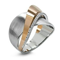 Mnjin Creative Двуцветна персонализирана метална микроирковна цирконова пръстен бижута подарък d