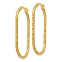 Jewels Leslie's 14K Yellow Gold Polished & Textured Ovel Hoop обеци