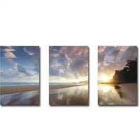 Secret Beach Sunrise I, II, & III от Dennis Frates Premium Gallery, опакована от галерия Canvas Giclee Art Set - 1. В