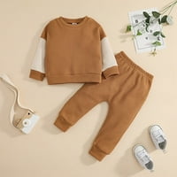 Sngxgn момиченце момче есенни дрехи отпечатани суичъри с дълъг ръкав панталони комплекти комплекти за момчета, кафе, размер 120