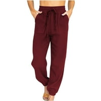Airpow Сладки панталони за тийнейджъри момичета Модни модни ежедневни плътни цветове с висока талия, свободни панталони дълги панталони панталони за женски клирънс предмети
