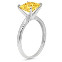 CT Brilliant Princess Cut Clear симулиран диамант 18k бял златен пасианс пръстен SZ 10