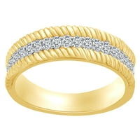 Карат кръг нарязани бяло естествено диамантен годеж сватбена лента пръстен в 14k твърд жълт златен пръстен Размер-10
