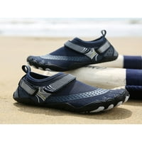 Daeful Girls Boys Aqua чорапи Дишащи плувни плажни обувки Бързи сухи водни обувки на открито леки антиплъзгащи се боси маратонки тъмно синьо 7c