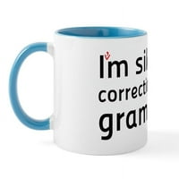Cafepress - мълчаливо поправя вашата граматика (W халба - унция керамична чаша - чаша за чай за новост кафе