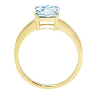2.5ct Asscher Cut Blue симулиран диамант 14k жълто злато годишнина годежен пръстен размер 5.5