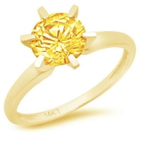 1,5ct кръгла режещ жълт естествен цитрин 14k жълто злато годишнина годежен пръстен размер 4