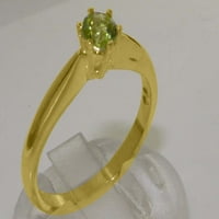 Британски изработени 9k жълти златни жени пръстен естествен перидот годежен пръстен - Опции за размер - размер 7.5