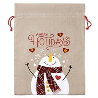 Ayyufe Коледна чанта за подарък преносим снежен човек елени дърво кола сълза устойчива на многократна употреба ПАМЕН ПАКЕТИРАНЕ Имитация на спално бельо Голямо Xmas Представка за опаковане на чантата за теглене