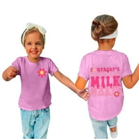 Летни бебешки върхове Clearance малко дете бебе момчета момиче комфортно твърд цвят щампа с къс ръкав памучна тениска отгоре 3- години