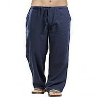 Мъжки от предни разходи от дъното еластична талия панталони твърди цветни панталони Лято монтирани шезлонги за теглене синьо xl