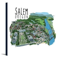 Салем, Орегон - рисунка на линии - произведение на изкуството на фенер