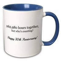 3Drose Happy 30 -годишнина - часове заедно - два тона синя халба, 11 -унция
