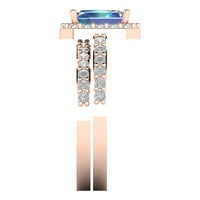 2. CT Brilliant Emerald Cut Synthetic Blue Moissanite 18K Rose Gold Halo
