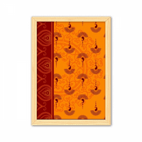 Печат повторен дрехи оранжево цветно изкуство Декоративна дървена картина Домашна украса картина рамка A4