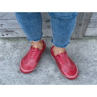 Daeful дамски ежедневни обувки Неплъзгащи се апартаменти Плъзгане на маратонки, които шофират леко удобни изрязани обувки за ходене червено 5