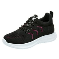 DMQUPV обувки за маратонки за жени спортни обувки плоско дъно лека дантела с маратонка с маратонки за маратонки за маратонки за жени за жени Technicalsportshoe черно 7,5