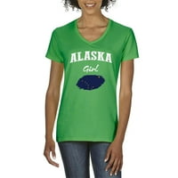 Нормално е скучно - Женска тениска с късо ръкав с V -образно деколте, до жени с размер 3XL - момиче от Аляска