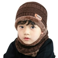 Шапс шапки на shpwfbe контрастни цветове плетена топла зима за +шал две комплекти детски подаръци за момчета и момичета