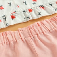 Canrulo новородени бебешки момичета дрехи Лято без ръкави върхове с лък къси панталони + тоалети за лента за глава розово 3- месеца