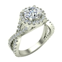 Infinity style shank halo диамантен годежен пръстен 1. карат общо тегло 14k бяло злато