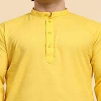 Мъжки ежедневен памук Редовно прилепване на етнически облекла Kurta Pajama комплект за йога ежедневен ден тоалет злато xxl