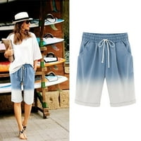 Женски лято плюс размер къси панталони Суитчъри за джобове за градиент на градиент на градиент еластична талия ежедневни шезлонги