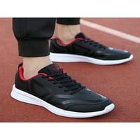 Crocowalk мъжки обувки за бягащи дишащи атлетични обувки дантела маратонки мъже треньори фитнес тренировка анти плъзгане спортно черно червено- 5,5
