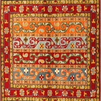 Ahgly Company Machine Pashable Indoor Rectangle Contemporary Red Area Rugs, 7 '9'