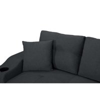 3-местен L-образен спален диван с конвертируем секционен диван тъмно сив