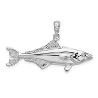 Finejewelers стерлинги сребърни родий, покрит полиран 3d кобия рибен чар женски възрастен
