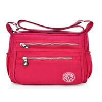 Sanviglor Women Classic Multi Pockets Satchel Ladies Designer Designer Tote Nylon Portable Wallet Zipper Handbag Rose Red Red