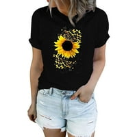 Gyouwnll тениски за жени ризи за жени сладка глухарче графика тениска лято жени с къс ръкав върхове черни xxl