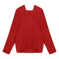 Simplmasygeni Clearance Trendy пуловери с дълъг ръкав за жени плюс размер жените модни разхлабени големи размери плътни цветни качулки с дълги ръкави пуловерни върхове