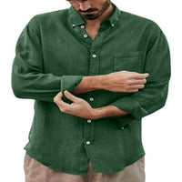 Риза за яка на коширката на Biayxms, плътен цвят с дълъг ръкав, разхлабена проста блуза с джоб за гърдите