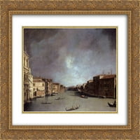 Canaletto Matted Gold Irnate Famed Art Print 'Grand Canal, гледащ от Palazzo Balbi'