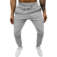 Pxiakgy мъжки панталони Мъжки панталони ежедневни плътни цветни дантелени писти тренировки с панталони с джобни панталони сиво + s