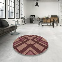 Ahgly Company Indoor Round Mapeded Copper Red Pink Area Rugs, 7 'Round