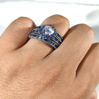 Съвпадащи пръстени бяло злато, покрити двойки пръстени луксозни комплекти за сватбени пръстени CZ за него и нея
