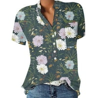 Блузи за жени ежедневни отпечатани с v-образно декол
