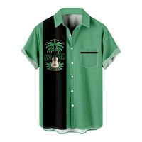 Ризи за печат за мъже за мъже Мъжки летни хаваи небрежни разхлабени ризи за печат спускайте яка с късо ръкав риза