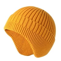 Baocc аксесоари зима ухо плетана шапка мъже топли дамски за женска шапка плета бейзболни шапки бомбардировачи шапки жълти